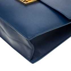 Pre Owned حقيبة كتف سالفاتوري فيراغامو قفل غانسيو جلد زرقاء