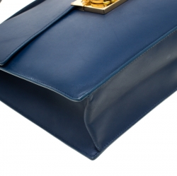 Pre Owned حقيبة كتف سالفاتوري فيراغامو قفل غانسيو جلد زرقاء