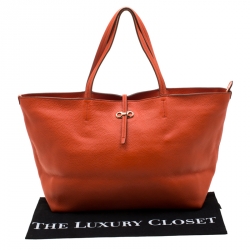 Pre Owned حقيبة يد سالفاتوري فيراغامو بايس جلد برتقالي