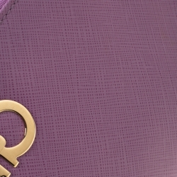 Pre Owned Salvatore Ferragamo Lavander Leather Double Gancio Zip Pouch