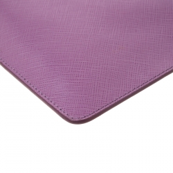 Pre Owned Salvatore Ferragamo Lavander Leather Double Gancio Zip Pouch