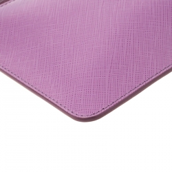 Pre Owned Salvatore Ferragamo Lavander Leather Double Gancio Zip Pouch