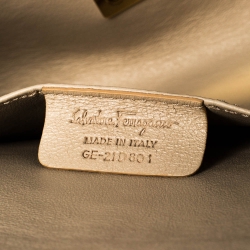 Pre Owned Salvatore Ferragamo Black Python Leahter Flap Clutch