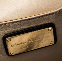 Pre Owned Salvatore Ferragamo Black Python Leahter Flap Clutch