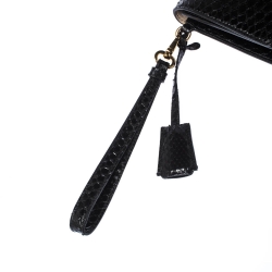 Pre Owned Salvatore Ferragamo Black Python Leahter Flap Clutch