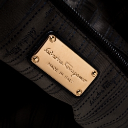 Pre Owned Salvatore Ferragamo Black Leather Gancini Chain Satchel