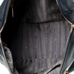 Pre Owned Salvatore Ferragamo Black Leather Gancini Chain Satchel