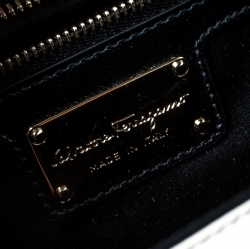 Pre Owned حقيبة كتف سالفاتوري فيراغامو جيني جلد بيضاء /سوداء