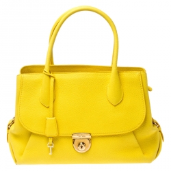 Pre Owned Salvatore Ferragamo Yellow Leather Fiamma Tote 