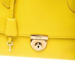 Pre Owned Salvatore Ferragamo Yellow Leather Fiamma Tote 
