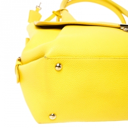 Pre Owned Salvatore Ferragamo Yellow Leather Fiamma Tote 