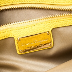 Pre Owned Salvatore Ferragamo Yellow Leather Fiamma Tote 