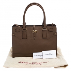 Pre Owned Salvatore Ferragamo Brown Leather Medium Briana Tote