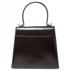 Pre Owned Salvatore Ferragamo Chocolate Brown Leather Kelly Top Handle Bag