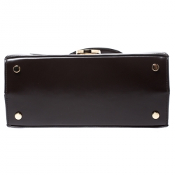 Pre Owned Salvatore Ferragamo Chocolate Brown Leather Kelly Top Handle Bag