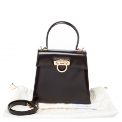 Pre Owned Salvatore Ferragamo Chocolate Brown Leather Kelly Top Handle Bag