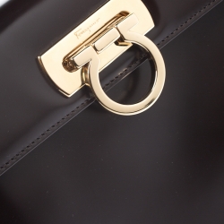 Pre Owned Salvatore Ferragamo Chocolate Brown Leather Kelly Top Handle Bag