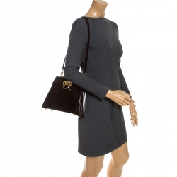 Pre Owned Salvatore Ferragamo Chocolate Brown Leather Kelly Top Handle Bag