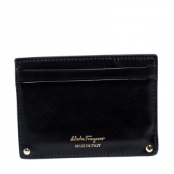 مملوكة مسبقًا محفظة بطاقات سالفاتوري فيراغامو غانسيني جلد أسود