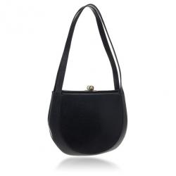 Pre Owned Salvatore Ferragamo Vintage Black Leather Shoulder Bag