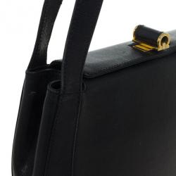 Pre Owned Salvatore Ferragamo Vintage Black Leather Shoulder Bag