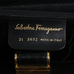 Pre Owned Salvatore Ferragamo Vintage Black Leather Shoulder Bag