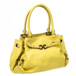 Pre Owned Salvatore Ferragamo Yellow Leather Satchel