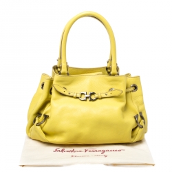 Pre Owned Salvatore Ferragamo Yellow Leather Satchel