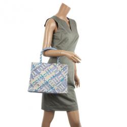Pre Owned Salvatore Ferragamo Woven Grosgrain Ribbon Tote