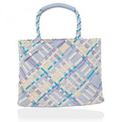 Pre Owned Salvatore Ferragamo Woven Grosgrain Ribbon Tote
