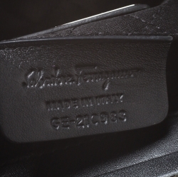 Pre Owned Salvatore Ferragamo Black Satin Musa Evening Chain Clutch