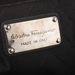 Pre Owned Salvatore Ferragamo Black Satin Musa Evening Chain Clutch