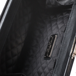 Pre Owned Salvatore Ferragamo Black Satin Musa Evening Chain Clutch