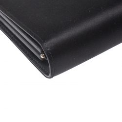 Pre Owned Salvatore Ferragamo Black Satin Musa Evening Chain Clutch