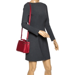 Pre Owned Salvatore Ferragamo Red Leather Mini Foulard Tote