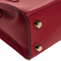 Pre Owned Salvatore Ferragamo Red Leather Mini Foulard Tote