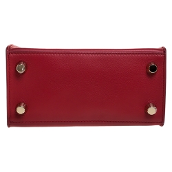 Pre Owned Salvatore Ferragamo Red Leather Mini Foulard Tote