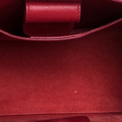 Pre Owned Salvatore Ferragamo Red Leather Mini Foulard Tote