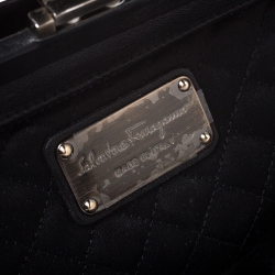 Pre Owned Salvatore Ferragamo Black Satin Musa Gancini Clutch