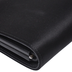 Pre Owned Salvatore Ferragamo Black Satin Musa Gancini Clutch