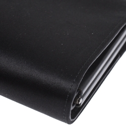 Pre Owned Salvatore Ferragamo Black Satin Musa Gancini Clutch
