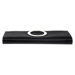 Pre Owned Salvatore Ferragamo Black Satin Musa Gancini Clutch
