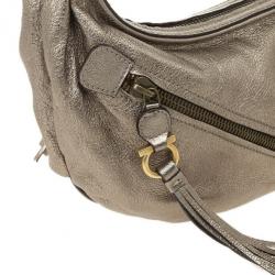 Pre Owned Salvatore Ferragamo Leather Metallic Small Hobo