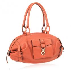 مملوكة مسبقًا Salvatore Ferragamo Orange Pebbled Leather Satchel