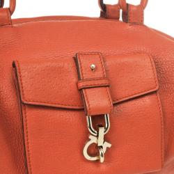 مملوكة مسبقًا Salvatore Ferragamo Orange Pebbled Leather Satchel