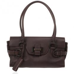 Pre Owned Salvatore Ferragamo Brown Logo Satchel