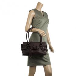 Pre Owned Salvatore Ferragamo Brown Logo Satchel