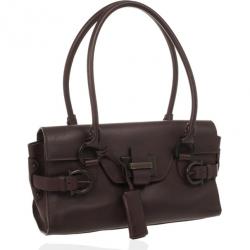 Pre Owned Salvatore Ferragamo Brown Logo Satchel