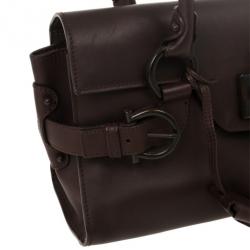 Pre Owned Salvatore Ferragamo Brown Logo Satchel