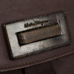 Pre Owned Salvatore Ferragamo Brown Logo Satchel